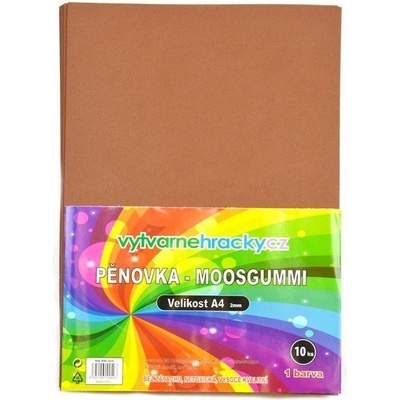 Pěnovka A4, tl. ca 2mm - hnědá, 10ks