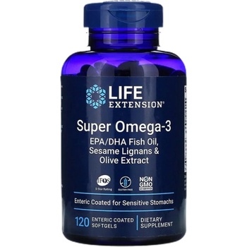 Life Extension Super Omega-3 EPA/DHA with Sesame Lignans & Olive Extract | Enteric Coated [120 Гел капсули]