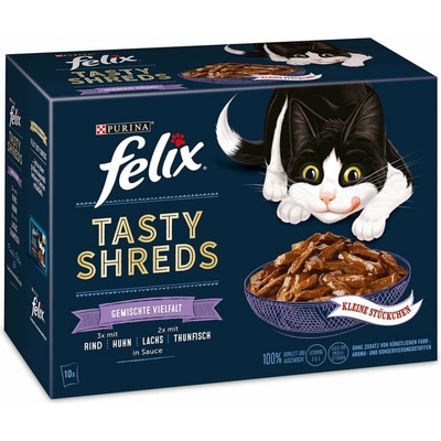 FELIX Tasty Shreds různé druhy 10 × 80 g