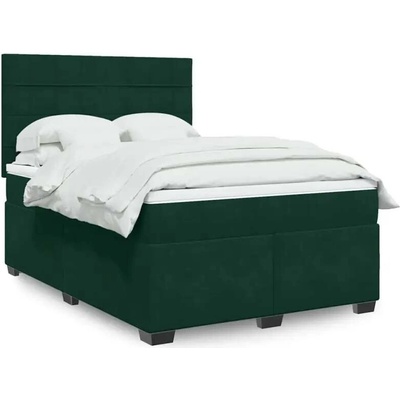 vidaXL 11461.3290933 Boxspring postel s matrací tmavě zelená samet
