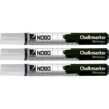 Nobo WB Маркер Chalkmarker т/стъклена дъска кръгъл бял (3) (34438398)