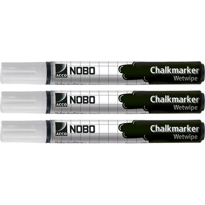 Nobo WB Маркер Chalkmarker т/стъклена дъска кръгъл бял (3) (34438398)