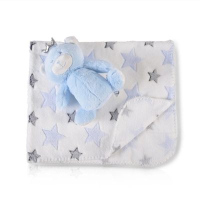 Cangaroo - Бебешко одеяло с играчка Blue Bear 90x75см