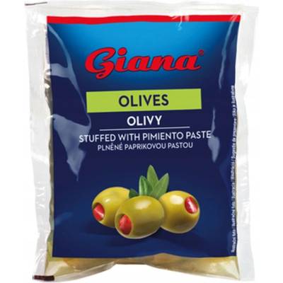 Giana Zelené olivy plnené paprikovou pastou v slanom náleve 190 g