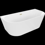 Mexen Oval самостоятелна вана до стена 150 x 75 см, бяла, преливник златен (52671507500-55)