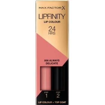 MAX Factor Lipfinity 24HRS Lip Colour дълготрайно червило с балсам 4.2 g нюанс 006 Always Delicate