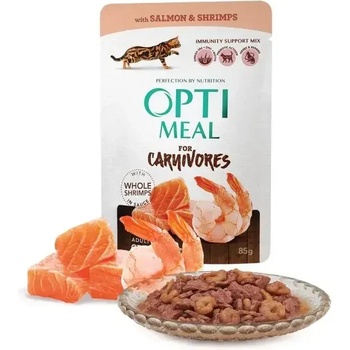 Optimeal Pouch Adult Cat Grain Free With Salmon and Shrimps пауч за възрастни котки с сьомга и скариди 85gr