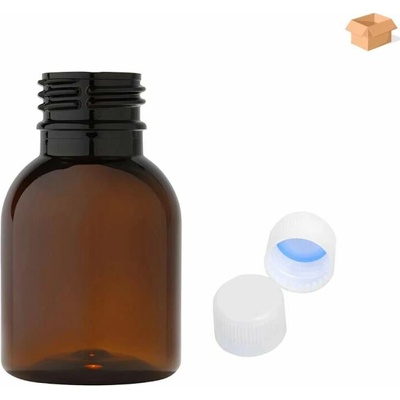 Tera Plastová lahvička hnědá s bílým uzávěrem 50 ml 600 ks