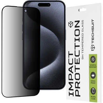 Techsuit Протектор за iPhone 15 Pro - 111D Privacy Full Glue - Черен