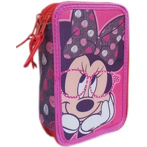  Ученически несесер с три ципа - Мини Маус Minnie Mouse, пълен