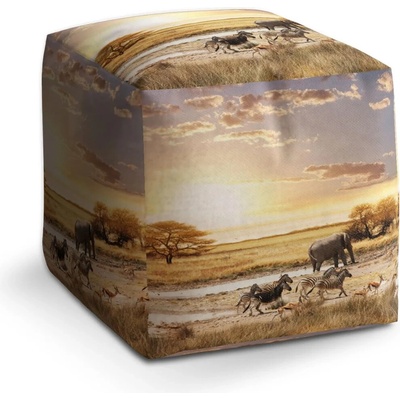 Sablio Taburet Cube Safari: 40x40x40 cm