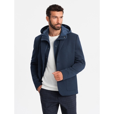 Ombre Clothing Мъжко яке с качулка и висока яка тъмно синьо Ombre Clothing Ombre Clothing | Sin | МЪЖЕ | S