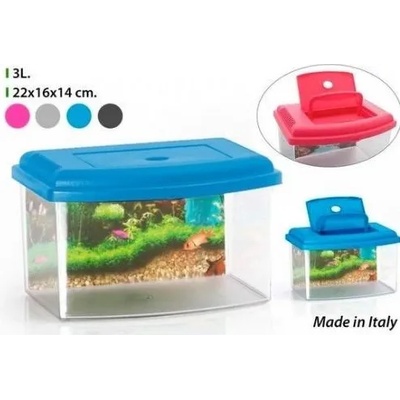 GEORPLAST Аквариум с капак, пластмасов, правоъгълен 22х16х14 см, 3 литра, georplast Италия - 10635