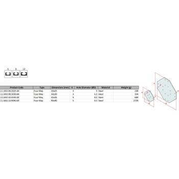 3IZMERNO Стоманена съединителна планка - Четирипосочна