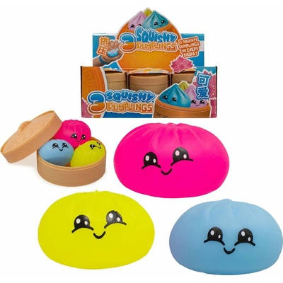 Mikro SQUISHY DUMPLING 3ks antistresový knedlíček pěnový 5cm v košíku