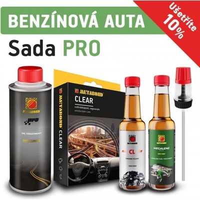 Metabond Set aditiv pro benzínové motory - Metabond PRO 250 ml + Metabond CL 250 ml + Metabond Megalen 250 ml + Metabond Clear + Profesionální dávkovací hlava