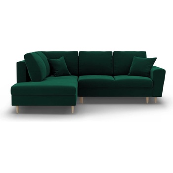 Cosmopolitan Design Зелен кадифен разтегателен ъглов диван с място за съхранение (ляв ъгъл/L форма) Kyoto - Cosmopolitan Design (COS_LCF_L_2_F2_KYOTO6)