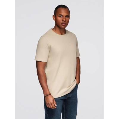 Ombre waffle-textured T-shirt with round neckline sand