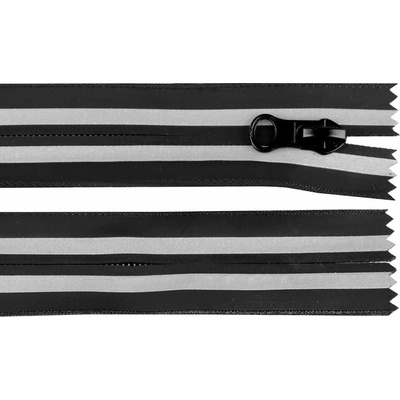 Voděodolný zip No 7 délka 18 cm, 20 cm spirálový reflexní - 1 (18 cm) černá