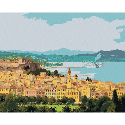 Zuty Malování Podle Čísel Corfu V Řecku 80 x 100 cm Plátno Rám
