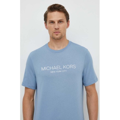 Michael Kors Памучна тениска Michael Kors в синьо с принт (CS4521H1V2)
