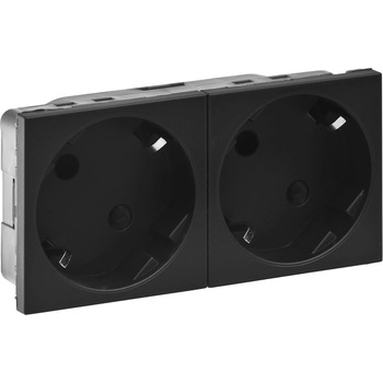 Legrand Контакт шуко ДВОЕН 45° 16A 4 мод. цвят Черен мат Mosaic - 079372L (079372L)