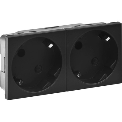 Legrand Контакт шуко ДВОЕН 45° 16A 4 мод. цвят Черен мат Mosaic - 079372L (079372L)