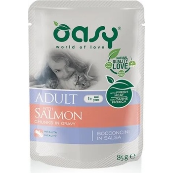 Image 1 of Oasy Adult Bocconcini Salmon - пауч за котки със сьомга, 85 гр х 12 броя в стек - Италия