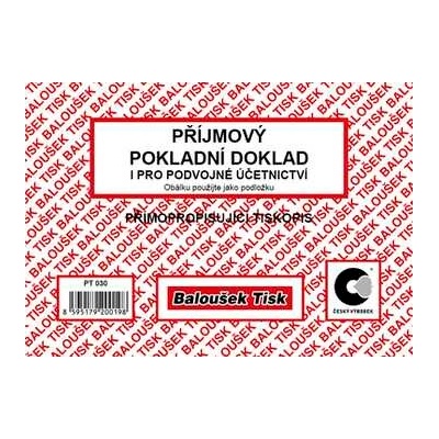 Baloušek PT030 Přijmový pokladní doklad pro podvojné účetnictví propisující