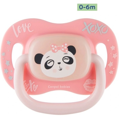 Canpol Babies symetrický silikon dudlík svítící Exotic Panda růžová