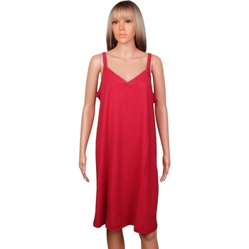 Червена макси нощница с изчистен дизайн