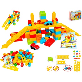 Mikro trading Kostky stavební 90 ks s dráhou a auty