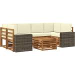 vidaXL Комплект дивани за открито 7 бр. Натурален и Крема (3384096)