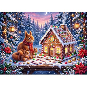Bluebird Puzzle - Puzzle A Gourmet Christmas for the Squirrels - 500 piese