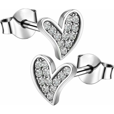 Zlaton Náušnice bílé zlato srdce se zirkony výška 0.6cm váha 0.8g N10092500749