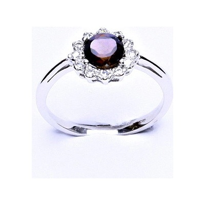 Čištín stříbrný přírodní záhněda čiré zirkony T 1495