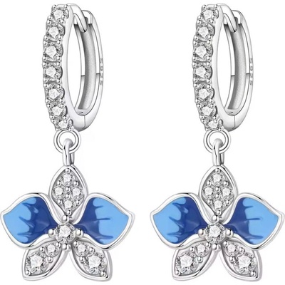 GRACE Silver Jewellery Stříbrné visací náušnice modrá Orchidej - stříbro 925/1000 E-OTE4300/395 Modrá