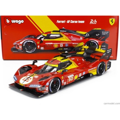 Bburago Ferrari 499p 3.0l Turbo V6 Team Ferrari Af Corse N 50 Winner 24h Le Mans 2024 Antonio Fuoco Miguel Molina Nicklas Nielsen Red 1:18