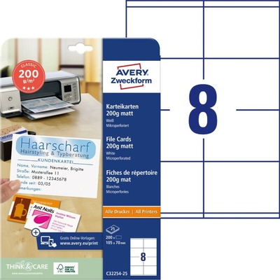 Avery Zweckform C32254-25 Kartoteční štítky 105x70 mm 200 ks bílé