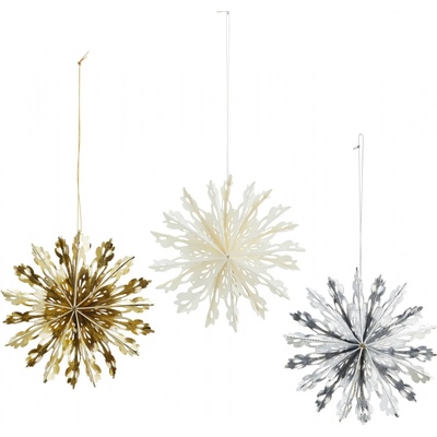 MADAM STOLTZ Papierové vianočné ozdoby Snowflakes set 3 ks