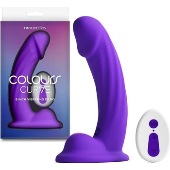 Вибриращо дилдо, 10 режима и дистанционно, 16, 4см. - Colours Curve Purple (NSTOYS1237)