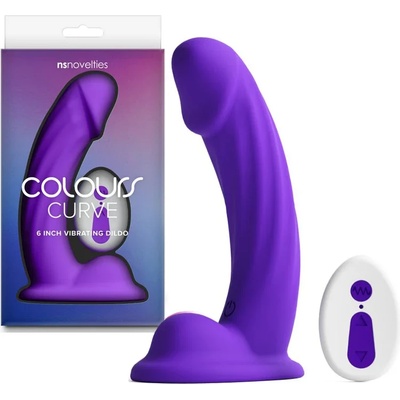 Вибриращо дилдо, 10 режима и дистанционно, 16, 4см. - Colours Curve Purple (NSTOYS1237)