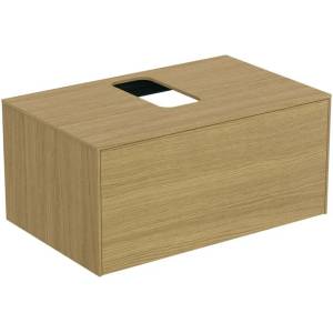 Ideal Standard Atelier Conca стенен долен шкаф, светло дъбово покритие, 1 чекмедже и плот с централен изрез 80 см (T3929Y6)