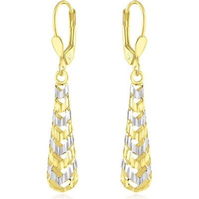 Gemmax Třpytivé zlaté visací náušnice plastické Kapky GLECN-36571