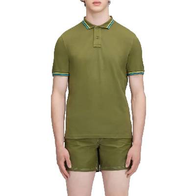 Brice cotton piqué with tricolour details short sleeve polo - Green (Dino 01)