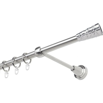 OK-GarnýžeCZ Garnýž kovová jednořadá 19mm Sevilla nerez 310 cm do stěny / kroužky s háčkem
