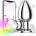 SuperLove Powerful Glowing Vibrating Metal Butt Plug with Remote & App Medium