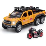  Метален пикап Ford Raptor 6x6 мащаб 1: 28 с мотор със светлини и звуци, Pull back-механизъм 49А