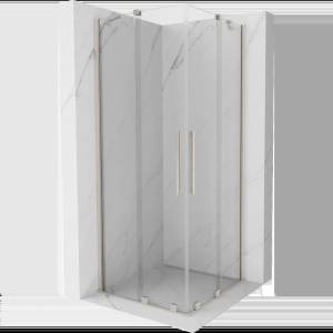 Mexen Velar Duo плъзгаща се душ кабина 80 x 80 см, прозрачна, четкан никел - 871-080-080-02-97 (871-080-080-02-97)