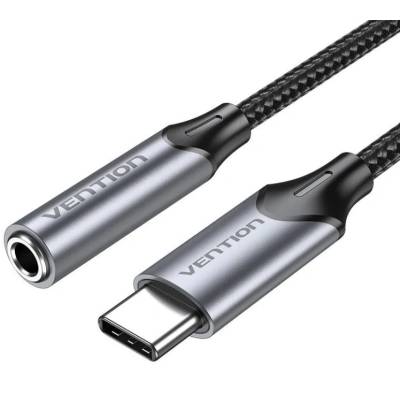 Vention USB-C/M - 3, 5 мм/F , (слушалки, алуминиеви, сиви), 0, 1 м, кабел